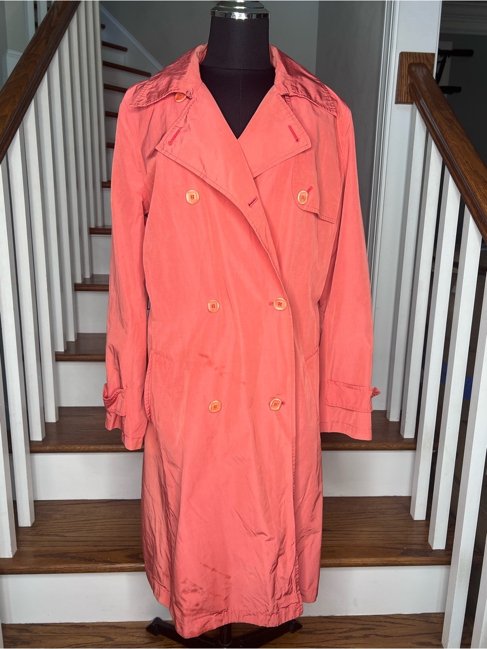 Weekend Max Mara Coral Double Breasted Trench Coat Made in Italy USA size 10